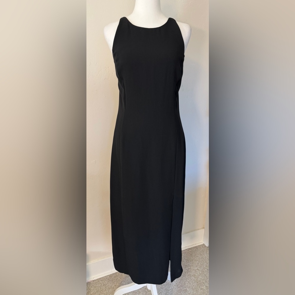 Vintage Ann Taylor Classic Black Midi Sheath Dress Size 10 - Picture 1 of 9
